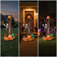Spooky Halloween Inflatable Tree Freestanding Inflatable Tree with Pumpkin Head Weather-Resistant Yard Decoration Sturdy for Lawn