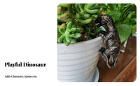 Dinosaur Pot Climber Creative Design Flower Pot Hanging Dinosaur Cute Climbing Theropod Statue for Plant Lovers, Gardeners, Patio, Balcony