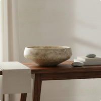 Wood Grain Lichen Bowl Handcrafted Look Tabletop Decorative Dish