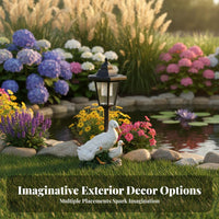 Lifelike Design Duck with Ducklings Garden Light Weather Resistant Duck Family Solar Light IP44 Waterproof for Yard, Patio, Pathway