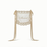 Tulle Chair Bows with Lace Transparent Chair-Back Decorations with Ribbons Sash Adjustable Elegant for Brides