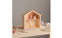 Assembly Cottage with Ladder Unfinished Wooden Woodcraft Two-Tier Miniature Wooden house for Hobbyists