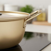 Induction and Gas Compatible Korean Ramen Pot Multi-Purpose Instant Pasta Pot Easy to Clean Double Handle Stockpot Lightweight for Singles, Students, Home Kitchen, Dorm Room