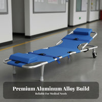 Lightweight Folding Stretcher Long-Lasting Portable Rescue Stretcher Heavy Duty Aluminum Alloy Medical Cot High Load Capacity for Firefighters Personnel, Ambulances, Sports Venues, Nursing Homes