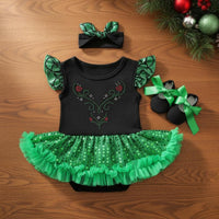 3 Pieces Tutu Romper Dress Ruffle Sleeves Flutter Sleeve Tutu Romper for Infants
