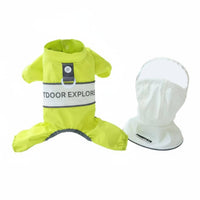 Four-Legged Dog Rain Suit Reflective Waterproof Dog Jumpsuit Transparent Hood Puppy Rain Slicker for Small Dogs, Young Dogs, Rainy Days