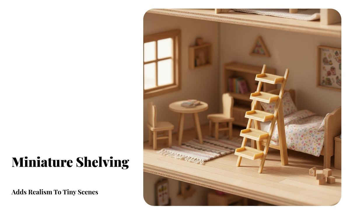 DIY Decoration Mini Multi-Tier Display Rack Realistic Simulation Miniature Ladder Shelf Micro Landscape Decor Miniature Display Shelf High Intricacy for Collectors, Hobbyists, Kids, Dioramas, Photography Props, Fairy Gardens