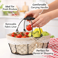 Storage Basket with Double Handles for Shopping and Home Organization, Stainless Steel Fruit and Vegetable