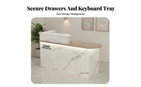 Modern Reception Desk Sturdy Construction Reception Desk Lockable Drawer Ier Checkout Counter for Customers, Office Workers, Company Lobby