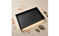 Brushed Shallow Display Tray Raised Sides Leather-Like Tray Rigid Frame Leather Desk Organizer Open Top