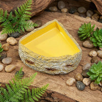 Textured Resin Tortoise Food Bowl and Tortoise Water Bowl, Stable Base Tortoise Bowl for Tortoise Rock-Like Habitat Decor