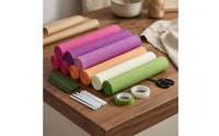 Hot Glue Sticks Crepe Paper Craft Kit Double-Sided Tape Crepe Paper Flower Kit Scissors Hobby Supply Plastic-Coated Wire