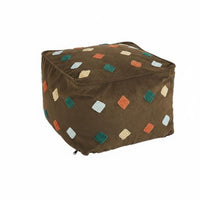 Nordic Design Square Boucle Ottoman Comfortable Embroidered Cube Seat Versatile Footstool Compact Design for Young Adults, Homeowners, Renters, Living Room, Entryway, Lounge Area, Reading Nook