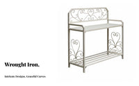 2 Pieces Vintage Design 2-Tier Stepped Rack Freestanding 2-Piece Ornate Planter Bench Space-Saving Design Plant Stand Easy Assembly for Gardeners, Homeowners, Decor Enthusiasts, Balcony, Courtyard, Outdoors, Entryway