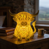Adorable Highland Cow Lamp Sculptural Highland Cow Night Light Ambient 3D Animal Lamp Mood for Teens, Bedroom, Nursery