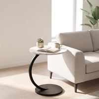 Round Side Table Modern Two-Tier Side Table Space-Saving Nightstand with Storage Shelf for Living Room, Bedroom