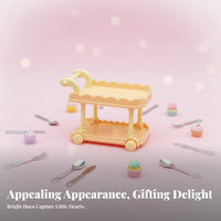 Cute Design Dollhouse Food Trolley Realistic Feature 1:12 Scale Serving Cart Two-Tier Miniature Dining Cart Multi-Use for Collectors, Kids