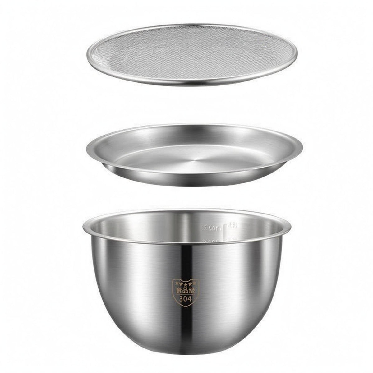 Flared Edge Kitchen Bowl Set Wide Rim Stainless Steel Bowl Silver Finish Shallow Plate Slim Design for Washing, Draining