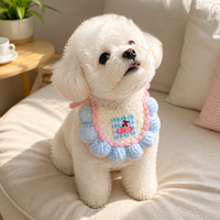 Pet Cat Dog Knitted Bandana Collar Adjustable Drool Bib Scarf for Kittens and Puppies