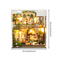 Garden Bungalows Model Wooden Miniature House Kit Decorative Dollhouse with Dust Cover for DIY Aficionados, Hobbyists