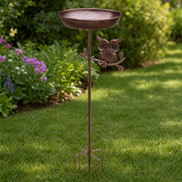 Cast Iron Bath, Freestanding Pedestal Birdbath, 76cm Retro Garden Ornament