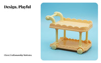 Cute Design Dollhouse Food Trolley Realistic Feature 1:12 Scale Serving Cart Two-Tier Miniature Dining Cart Multi-Use for Collectors, Kids