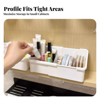 Space Saving Expandable Cabinet Storage Box Large Capacity Partitioned Mirror Cabinet Bin Multi-Functional for Bathroom, Washroom, Dorm Room