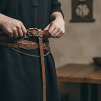 Belt with Chains Adjustable Belt with Embossed Patterns Viking for Cosplayers