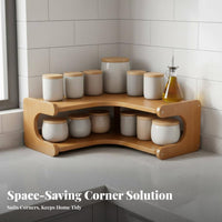 Multi-Tier Design L-Shaped Corner Organizer Space-Saving Desktop Shelf Easy Assembly Household Storage Rounded Corners for Students, Homeowners, Coffee Lovers, Dining Table, Kitchen Counter, Study Room