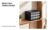 Transparent-Front 12-Drawer Parts Organizer Pull-out Drawers Small Parts Storage Cabinet Compact 12-Drawer Organizer Customizable Sorting for Electronics Hobbyists, DIYers, Workshop, Garage