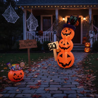 Stacked Pumpkin Inflatable Spooky Halloween Inflatable Pumpkins Festive Pumpkins with Magician's Hat for Homeowners
