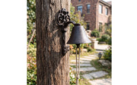 Wall-Mounted Bell with Pull Rope Rustic Hanging Bell with Pull Rope for Entryway