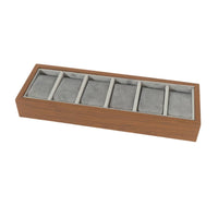 6-Slot Watch Display Tray Wooden Watch Tray with Velvet Lining Compartmentalized Professional for Jewelers, Dresser, Showcase