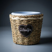 Plant Pots and Wicker Basket for Indoor Plants, Round Flower Pots for Farmhouse Decor, Handmade Plant Basket with Label, Seagrass Woven Liner