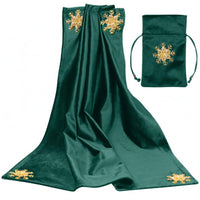 Gold Snowflake Motif Divination Tablecloth and Pouch Set Shiny Material Divination Cloth Set Stitched Edges Drawstring Pouch Smooth Texture