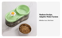 Large Capacity Cat Water Fountain with Food Bowl Ultra Quiet Automatic Pet Feeder and Waterer Easy to Clean for Travel