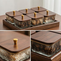 Walnut Serving Platter with Bowls Textured for Hosts, Homeowners