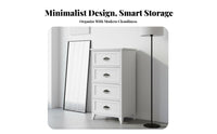 Woven Basket Drawers Tall Organizer with Baskets Country Aesthetic 5-Drawer Vertical Chest Space-Saving Design Storage Cabinet Removable Liners for Families, Homeowners, Renters, Bedroom, Living Room, Hallway, Entryway