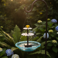 Solar Floating Bird Bath Fountain with Hanging Bird Feeder for Outdoor Garden