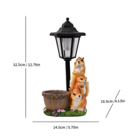Whimsical Squirrel Garden Statue with Lantern Outdoor Solar Light with Squirrel Base Resin Long-Lasting for Gardeners