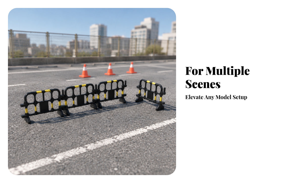 4 Pieces Road Barrier Piece Model Road Barrier Angled Feet Black and Yellow Miniature Concrete Divider Paint Ready for Dioramas