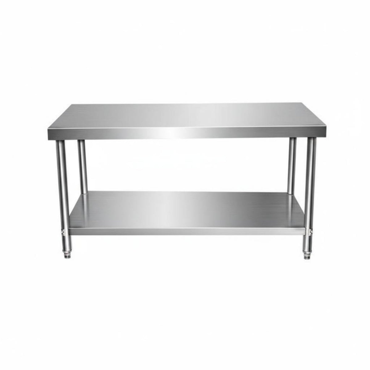 Easy to Clean Stainless Steel Work Table Rust-Resistant Commercial Kitchen Prep Table Adjustable Feet Commercial Kitchen Worktable Reinforced Back for Restaurant Employees, Home Cooks, Workshop Workers, Cafeteria, Warehouse, Garage, Laundry Room