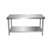 Easy to Clean Stainless Steel Work Table Rust-Resistant Commercial Kitchen Prep Table Adjustable Feet Commercial Kitchen Worktable Reinforced Back for Restaurant Employees, Home Cooks, Workshop Workers, Cafeteria, Warehouse, Garage, Laundry Room
