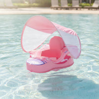 Inflatable Baby Pool Flotation Device with Canopy Safety Baby Pool Flotation Device with Seat Lightweight Infant Swim Seat Skin-Friendly for Toddlers
