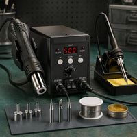 Separate Controls 2-in-1 Soldering Station Compact Soldering Rework Kit Desktop Electronic Repair Tool Black