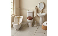 1/12 Dollhouse Lavatory Set Gold Trim Miniature Ceramic Lavatory Set Detailed Finish