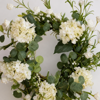 Hydrangea Door Wreath for Front Door, Artificial Matte Green with Berry Accents, Traditional Wall Decor, Low Maintenance All Year