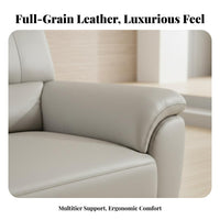 Upholstered 2-Seater Couch Genuine Leather Minimalist Settee Small Space Solution Sofa for Families, Homeowners, Apartment, Lounge Area, Bedroom