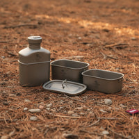 3 Pieces Titanium Bottle and Container Set Matte Water Bottle with Food Containers Camping Cookware Set Ultralight Drinkware