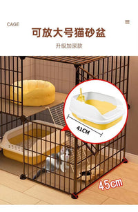 猫笼子家用室内超大自由空间带厕所一体幼猫专用猫咪两层猫屋别墅 黑猫城堡-【大空间可养多猫】 豪华款-【精装款+吊床+猫碗+猫窝】